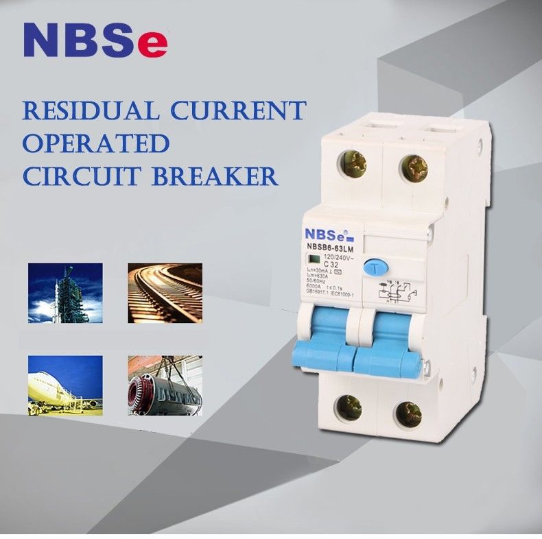 IEC61008 Electromagnetic  Double Pole 4P RCBO Device Residual Circuit Breaker With Overload